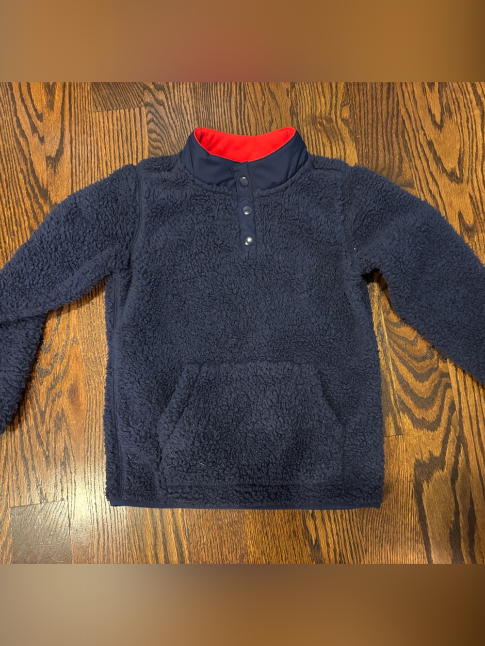 Carter's Navy Sherpa Crewneck with Red Contrast Collar